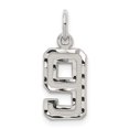 thumbnail image 4 of 925 Sterling Silver Small Diamond-cut #9 Charm Pendant, 4 of 7