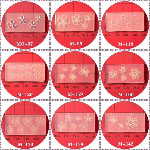 Techinal 9 Pcs Five Petals Flower Ornaments Epoxy Resin Mold Nail Art Decor Silicone Mold