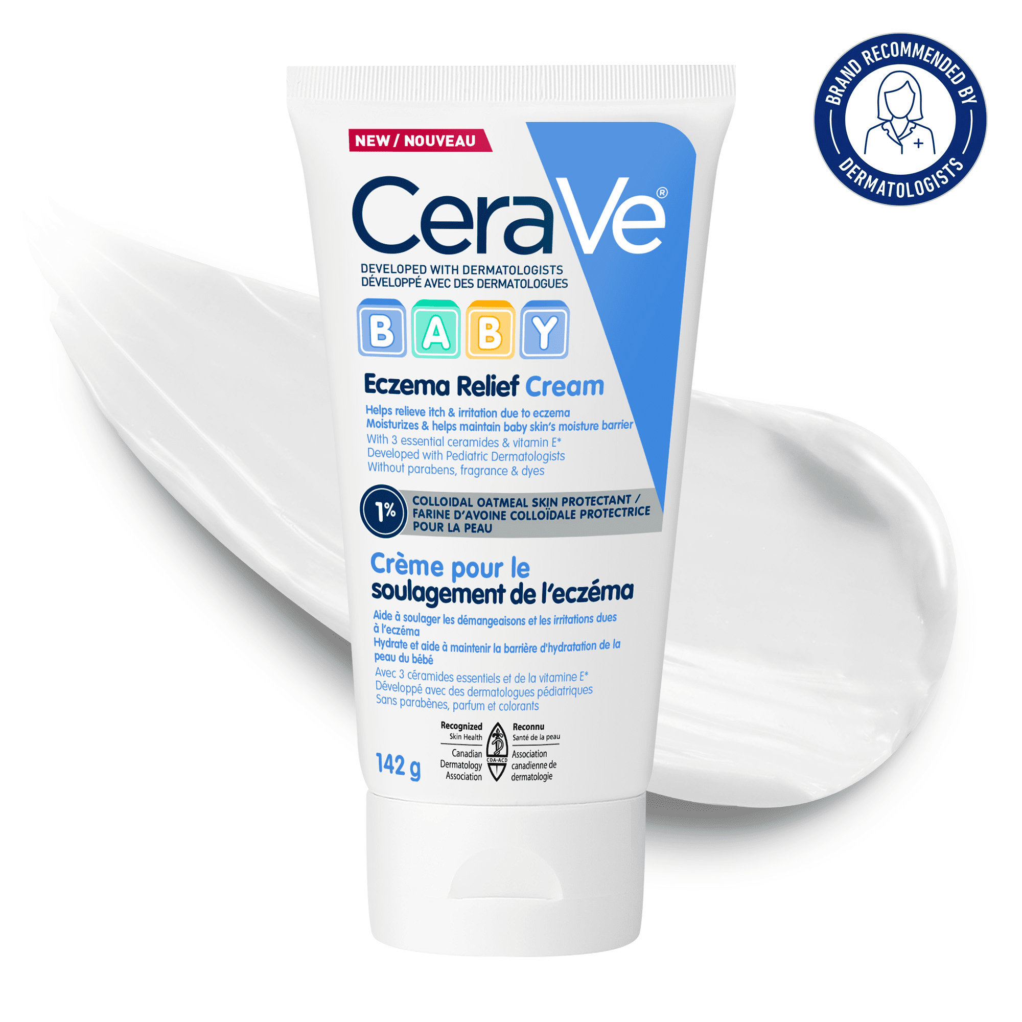 CeraVe Baby, Eczema Relief Cream, Soothing Moisturizer, Colloidal Oatmeal & Ceramides, Fragrance-Free, 142g
