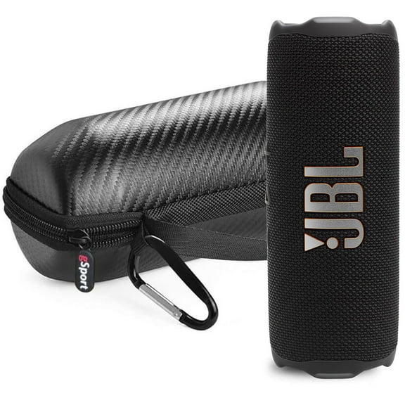 JBL FLIP 7 Waterproof Portable Speaker Bundle with gSport Carbon Fiber Case (Black)
