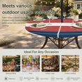 thumbnail image 6 of Round Outdoor Tablecloth with Umbrella Hole and Zipper, Navy Blue Red Stripe Tablecloth with Elastic Waterproof, Modern Art Horizontal Striped Patio Table Covers for 55" - 60" Picnic Pool Tables, 6 of 9