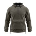 thumbnail image 2 of YOIAVAIOY Mens Quarter Zip Fleece Hoodie Heavy Warm Pullover Hoodies Adjustable Drawstring Sweatshirt Fall Winter Outdoor Athletic Sweatshirt Coffee L, 2 of 10