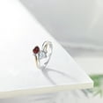 thumbnail image 4 of Gem Stone King 925 Sterling Silver and 10K Yellow Gold Red Garnet and Moissanite 2 Heart Promise Couple Engagement Mother Ring (1.12 Cttw, Available in Size 5, 6, 7, 8, 9), 4 of 5