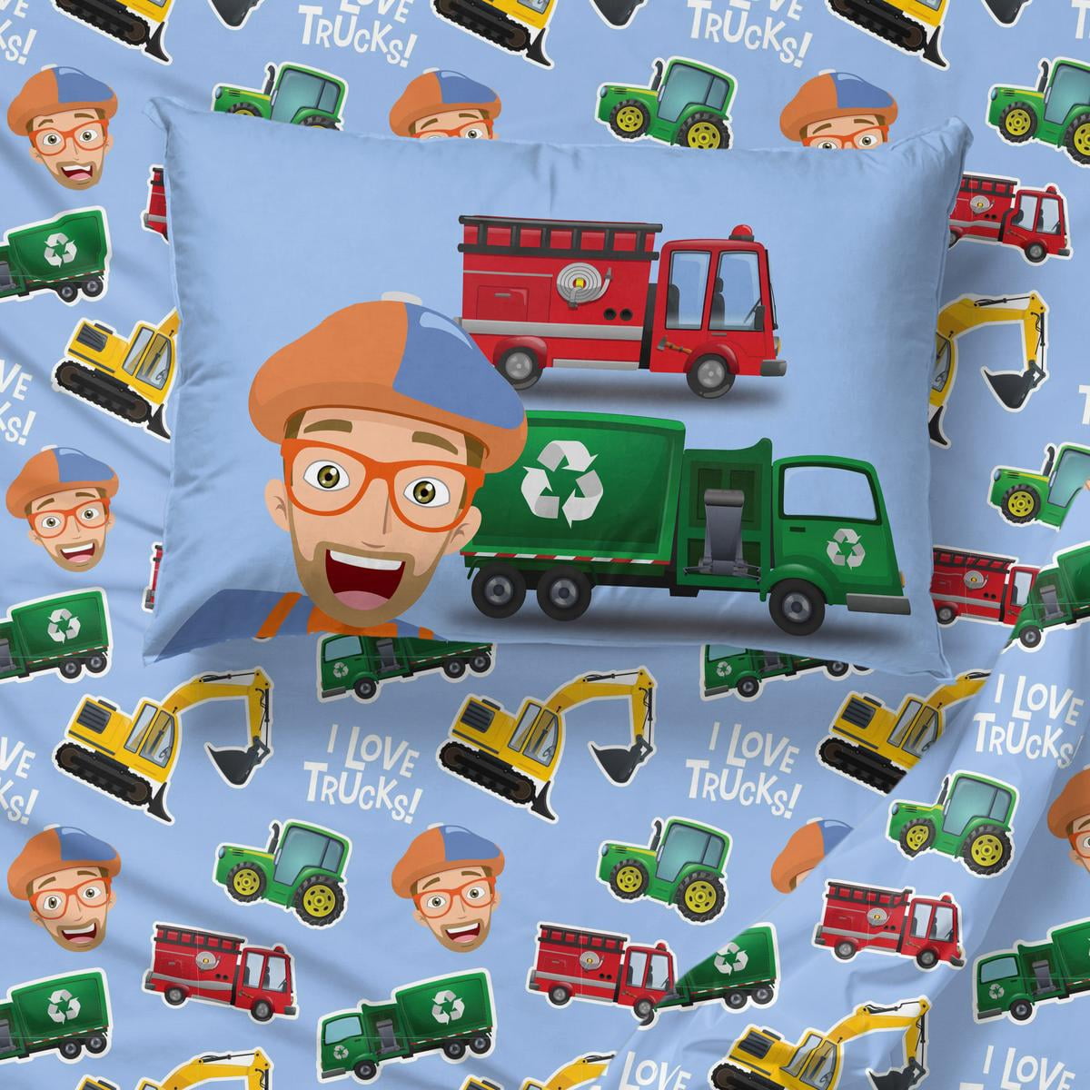 Moonbug Blippi Machine Fun 4 Piece Toddler/Crib Size Kids Bed Set