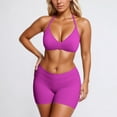 thumbnail image 2 of Afdoent Workout Sets For Women High Elastic Seamless Workout Outfit Neck Sports Bra With Shorts Comfortable Activewear Gym Outfits, 2 of 5