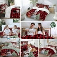 thumbnail image 5 of Christmas Tree Snowman Bedding Duvet Cover Set Twin 4 Pieces Winter Snowflakes Red Flowers Red Black Plaids Bedding Set with Zipper Closure,1 Comforter Cover 68x86 In 1 Flat Sheet & 2 Pillow Cases, 5 of 7