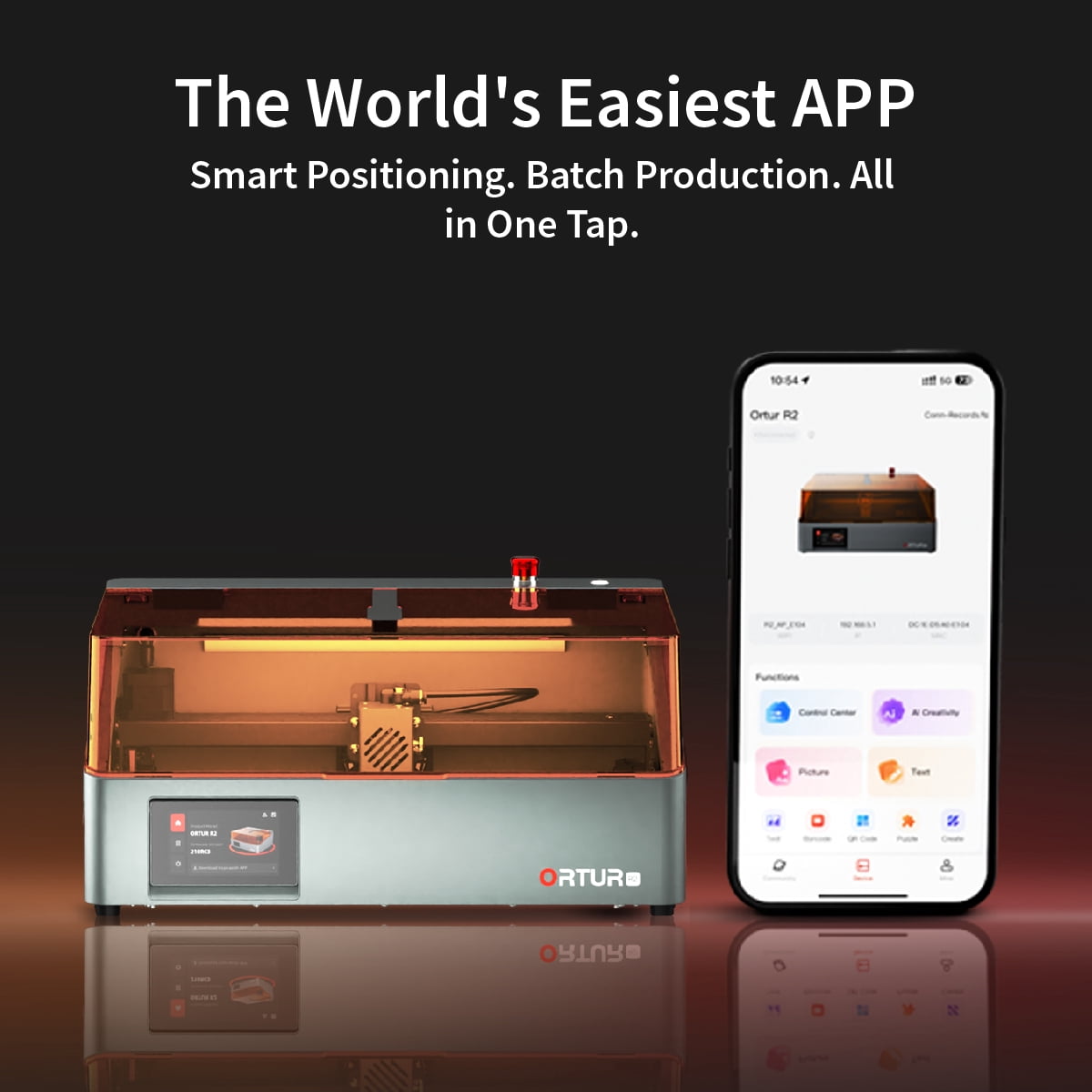 Ortur R2 10W Laser Engraver and Cutter with Smart Camera, AI App & Enclosed Safety Design, Fully Assembled
