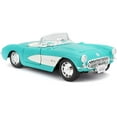 thumbnail image 2 of 1957 Chevrolet Corvette Convertible Turquoise 1/24 Diecast Model Car by Maisto, 2 of 3