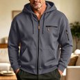 thumbnail image 4 of Hvogkswy Zip Up Jackets for Men Solid Color Long Sleeve Drawstring Hooded Jacket Fall Casual Multi Pockets Hoodie Tops, 4 of 6