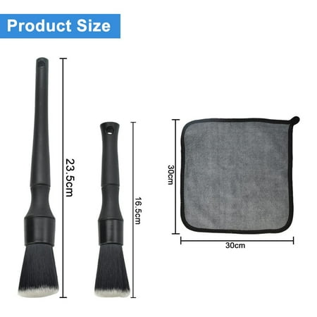 

3Pcs Car Detailing Brushes Super Soft Detailing Brush with Microfibre Cloth