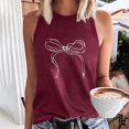 thumbnail image 2 of fatyb Women's Casual Tank Tops Bow Print Sleeveless Graphic Tee Crew Neck Loose Summer Comfy Tshirts, 2 of 4