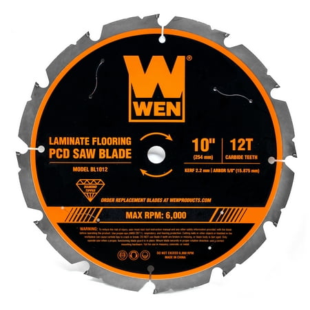 UPC: 0044459010128 | WEN 10-Inch 12-Tooth Diamond-Tipped (PCD) Professional Circular Saw Blade for Fiber Cement and Laminate Flooring