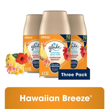 Glade Automatic Spray Refill, Air Freshener, Hawaiian Breeze, 3 Refills, 3 x 6.2 oz