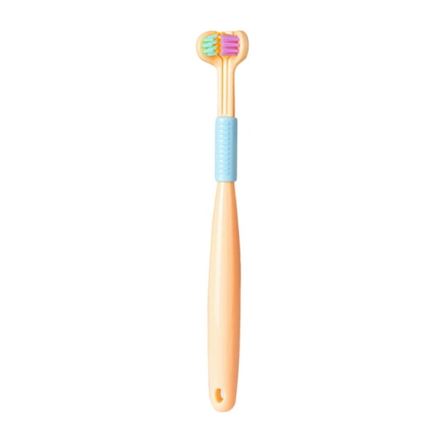 Ounissouiy Cepillo de dientes sensorial de plástico con mango antideslizante en forma de U Protección de dientes segura y flexible Juegos de accesorios de baño A22 amarillo pajizo