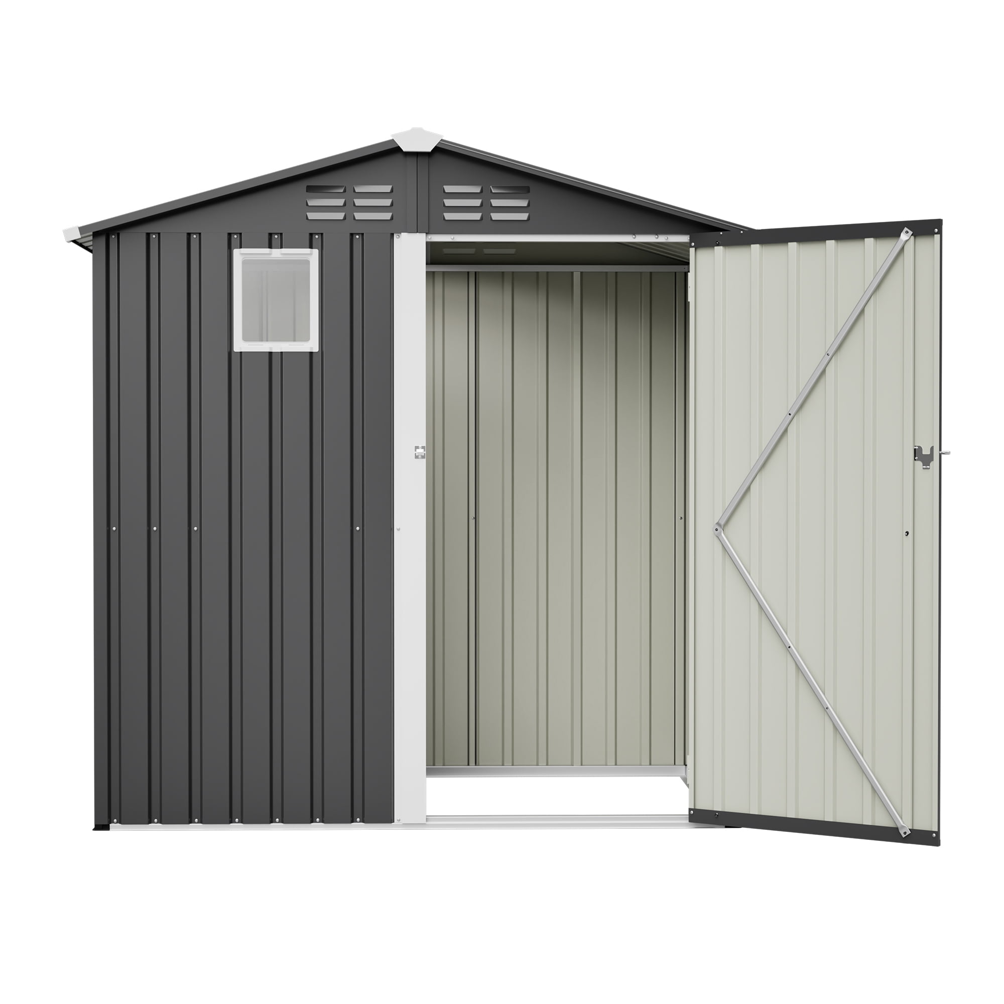 MAYEERTY 6x4FT Outdoor Metal Storage Shed with Lockable Door & Window, Utility Tool Shed for Backyard, Garden & Patio