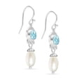 thumbnail image 3 of LeCalla 925 Sterling Silver Drop Dangle Earrings for Women | Blue Topaz and Pearl Dangle Earring, 3 of 6