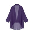 thumbnail image 5 of Oyolan Gilets Kimono pour Femmes en Mousseline Transparente, Cache-Maillots Décontractés Amples, Boléro Ouvert à l'Avant, Vêtement d'Extérieur Violet P, 5 of 5