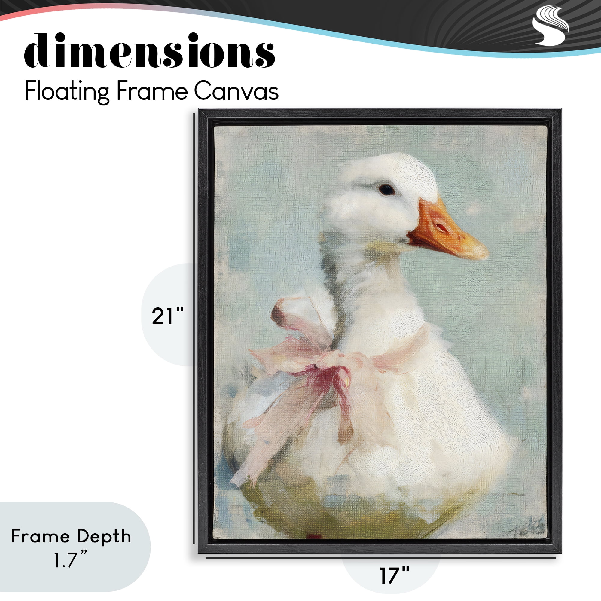 Stupell Industries Soft Pink Bow Goose Black Framed Floater Canvas Wall Art, design by LSR Design Studio