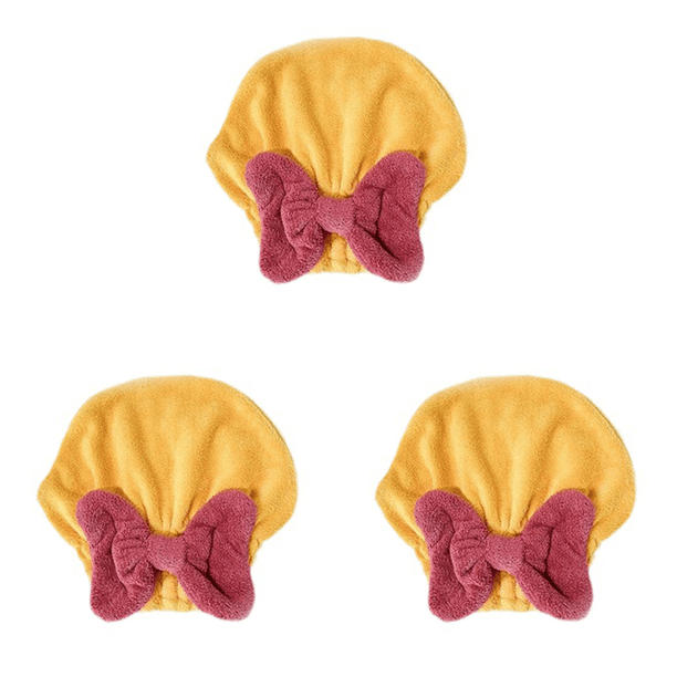 Gorro De Pelo Toalla De Secado De Microfibra Extra Suave Lazo Ducha Amarillo