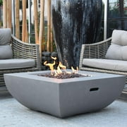 Dockview 34 Inch Square Concrete Propane Fire Pit Table in Gray By Lakeview Outdoor Designs