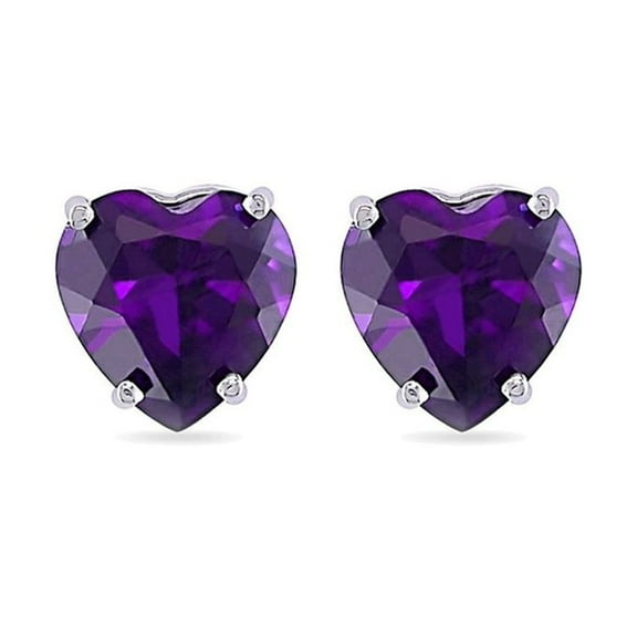Paris Jewelry 14k White Gold 0.5 Ct Heart Created Amethyst Stud Earrings Jewelry Gift for Women plated