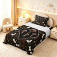 thumbnail image 5 of Homewish Retro Botanical Mushroom Twin Sheets,Floral Butterflies Bedding,Black,3pcs,1 Flat Sheet,1 Fitted Sheet and 1 Pillowcase, 5 of 6