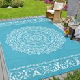 thumbnail image 5 of Geetinfly 9*18FT Area RugsA 320gsm plastic woven outdoor carpet - Persia - Cyclone Compass Light blue/white, 5 of 7