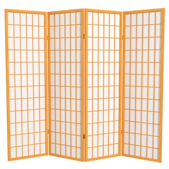 5 ft. Tall Window Pane Shoji Screen - Honey - 4 Panels