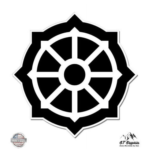 Wheel of Dharma Buddhist - 3" Vinyl Sticker - For Car Laptop I-Pad Phone Helmet Hard Hat - Waterproof Decal