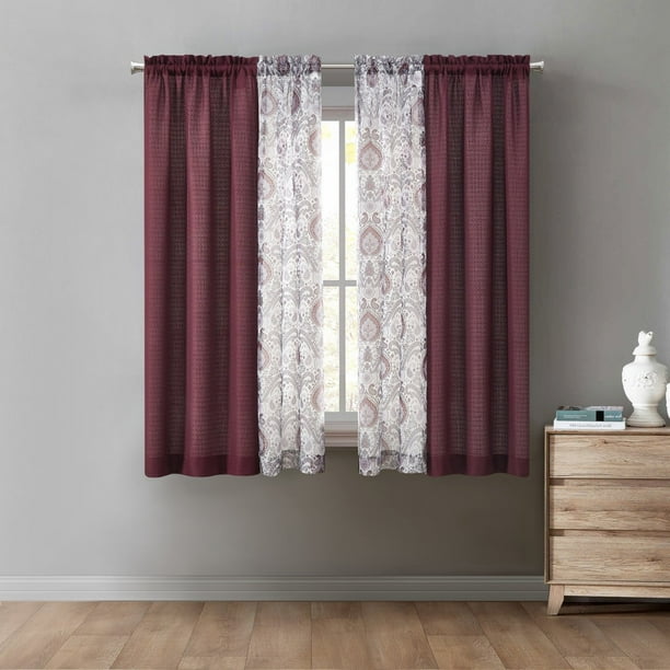 Mainstays Rod Pocket Sheer Curtain Panel Set of 4, 27.5" x 83