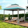 thumbnail image 6 of Outdoor Waterproof 10' x 10' Pop-Up Canopy & Instant Shelter, Portable Enclosed Gazebo Tent with 4 Removable Sidewalls, Blue&White, 6 of 15
