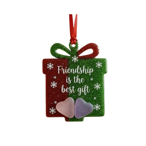 Friendship & Joy Sea Glass Ornaments Handmade Acrylic Friendship Keepsake Christmas Decoration for Best Friends,Snowflake-Shaped Christmas Pendant for Xmas Tree Hanging,A