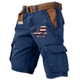 thumbnail image 3 of Independence Day Flag Print Cargo Shorts for Men Distressed Washed with Pocket Shorts Baggy Casual Hiking Outdoor Golf Cargo Shorts We the People Patriotic Shorts,Blue 2XL, 3 of 3