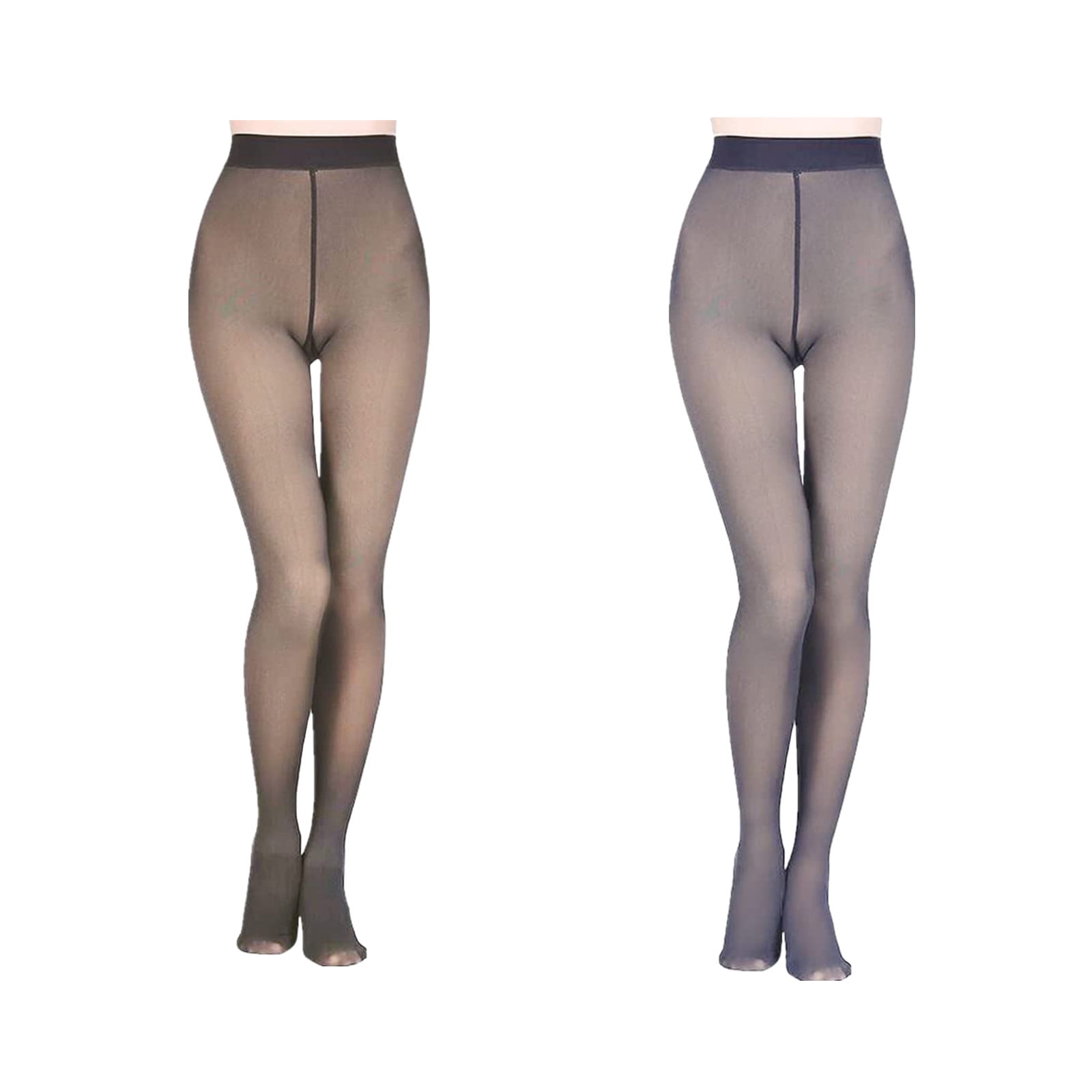 Zhanmai 4 Pcs Fleece Lined Tights Women Footless Fake Thermal Translucent  Leggings Winter Sheer Pantyhose Tights High Waisted