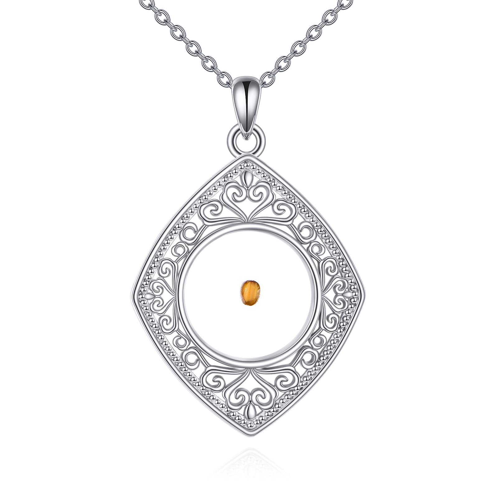 Mustard Seed Necklace 925 Sterling Silver Christian Faith Necklace Pendant Mustard Seed Jewelry Religious Gifts for Women (Filigree1)