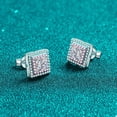 thumbnail image 2 of Biuufish Moissanite Earrings, 1.2 ct D Color 3EX Cut Lab Created Diamond Rose Gold Square Earrings 18K White Gold Plated Silver Screw Back for Women, 2 of 5