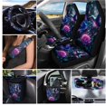 thumbnail image 2 of Jeiento Purple Rose Hummingbird Car Seat Cover Set, Auto Steering Wheel Cover Seat Belt Strap Trash Bag Air Vent Storage Organizer Rear View Mirror Cover Coasters Keychain for Women, 2 of 6