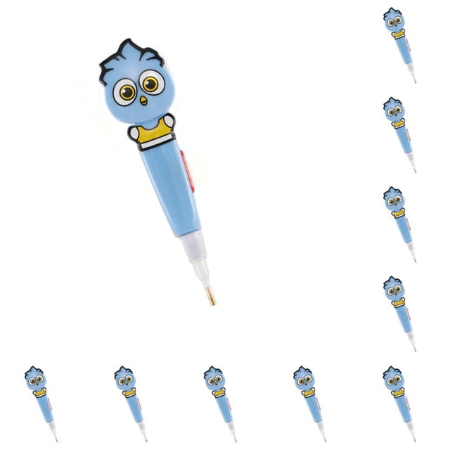Yuarrent Pluma de pintura de diamantes de imitación 5D con luz LED más clara taladro de punto luminoso dibujos animados 3/6/9 cabezas herramienta de Azul/3 cabezas 10piezas Yuarrent CBP584152
