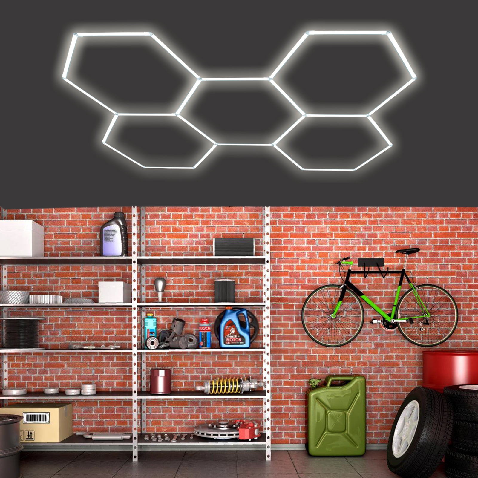 5 Grids Hexagon Garage Lights Honeycomb LED HEX Light Detailing Showroom Office