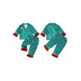 thumbnail image 2 of Cjfdfy Toddler Baby Girl Christmas Silk Stain Pajamas Set Kids Girls PJS Set Sleepwear Fall Winter Clothes Pumpkin Bow Print Long Sleeve Button Down Shirt with Long Pants Set Loungewear 1-8Y, 2 of 9