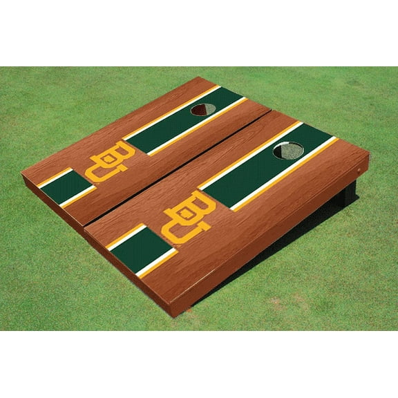 Baylor University BU Green Rosewood Matching Long Stripe Custom Cornhole Board