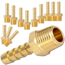 12-Pack 1/4'' Air Hose Fittings, Brass Hose Barb Fittings, 1/4 Inch NPT Male Pipe to 1/4'' Barb End Aadapter, Brass 1/4'' Air Line Repair Kit for Compressor, Gas, Auto Shop
