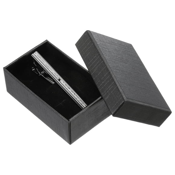 Uxcell Tie Clip for Men, Rhinestones Necktie Bar Pinch Clips with Black Gift Box for Regular Ties Wedding Business Valentine's Day Father's Day Anniversary, Black Gray(Black)
