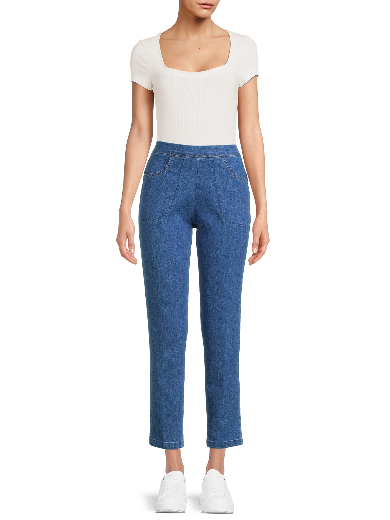 RealSize Women's Stretch Pull On Pants with Pockets, 29" Inseam for Regular, Sizes XS-XXL