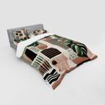 thumbnail image 2 of Ambesonne Monstera Bedding Set 4 Pcs, Mid Century Boho Shapes, Queen, Evergreen Pale Rust Brown, 2 of 2