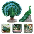 thumbnail image 3 of GOOHOCHY Estatua de pavo real en miniatura de resina, decoración de Micro jardín de pavo real falso, 2 uds., 3 of 8