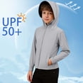 thumbnail image 2 of AHTJRT Kids UPF 50+ Sun Protection Jacket Boys Girls Long Sleeve Zip Up Hoodies with Pockets Cooling Lightweight Jackets for Running Fishing Hiking Gray 12-13 Years, 2 of 8