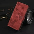 thumbnail image 5 of Wallet Case Designed for Apple iPhone 12, iPhone 12 Pro for Women,Flip Folio Cover with Butterfly Embossed PU Leather Kickstand Credit Card Holder Slots Magnetic Wrist Strap Phone Case, Winered, 5 of 13