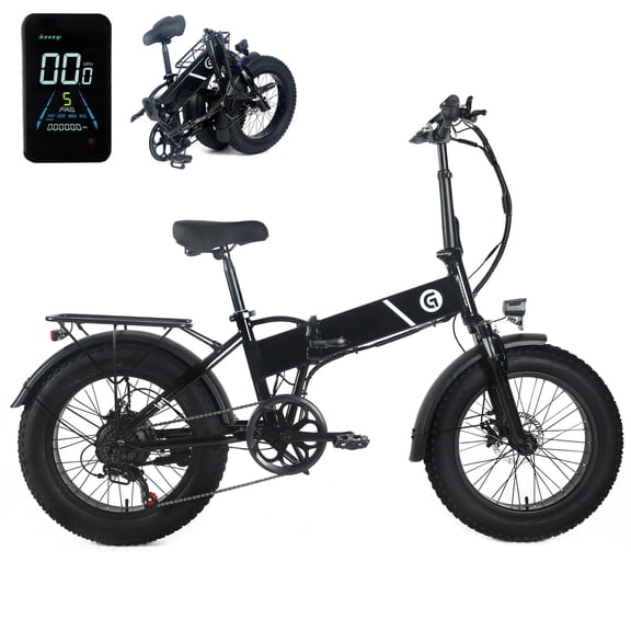 DSstyles Folding Electric Bike for Adults. 500 Motor 48V 10.4AH Hidden Battery. 20" Fat Tire Snow with 7-Speed