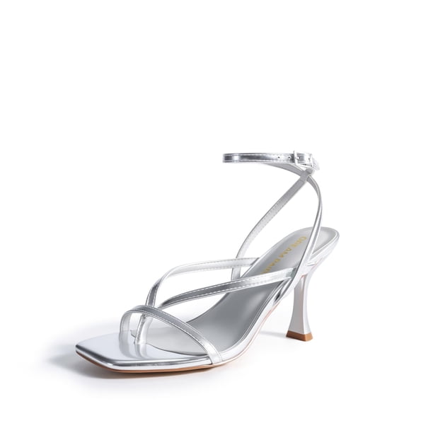 Sandalias DREAM PAIRS Sylvestra Plateadas con Tiras y Tacón de 8.5 cm